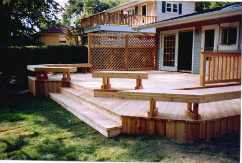 Custom-built Trellis, Seating, and Deck in Niles